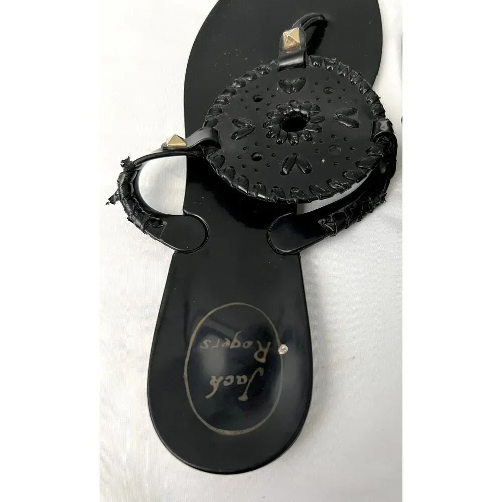 Jack Rogers Georgica Jelly Flip Flop Thong Sandals Womens Sz 8 Black